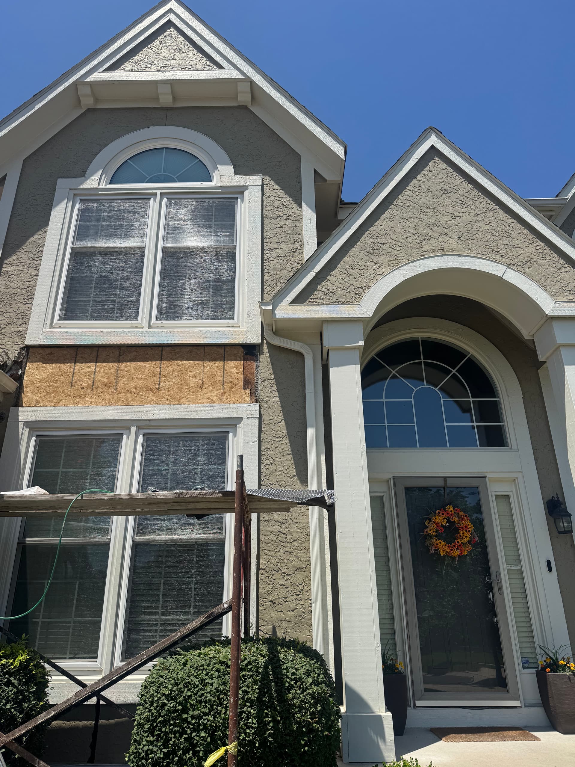 Gallery photos for Wood Rot and Stucco Repair on a Two-Story Home Exterior: Image #1
